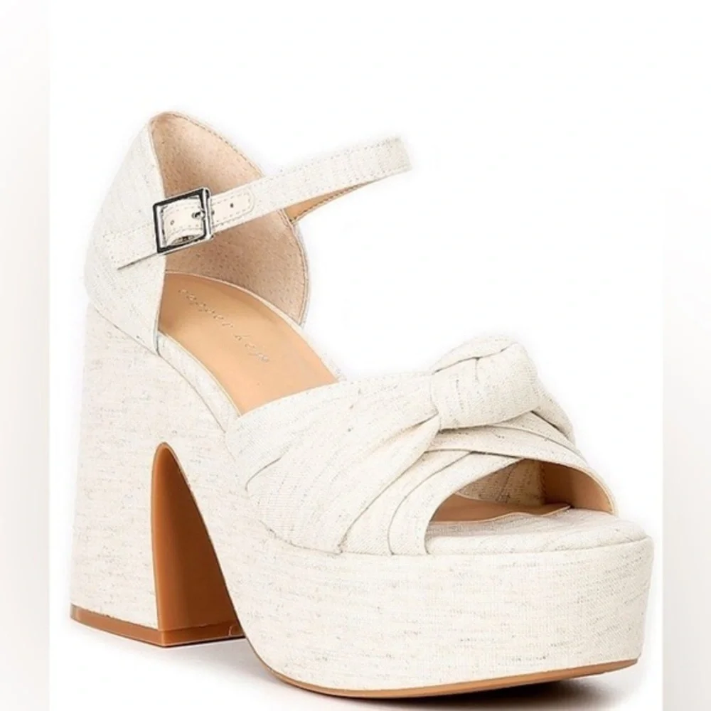 NWOT Copper Key Picnic Linen Knot Platform Sandals size 10